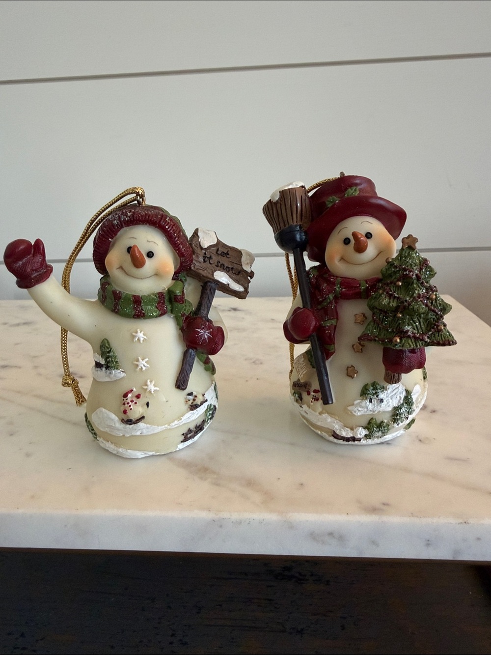 Home Interiors Snowmen Ornaments Set of 2